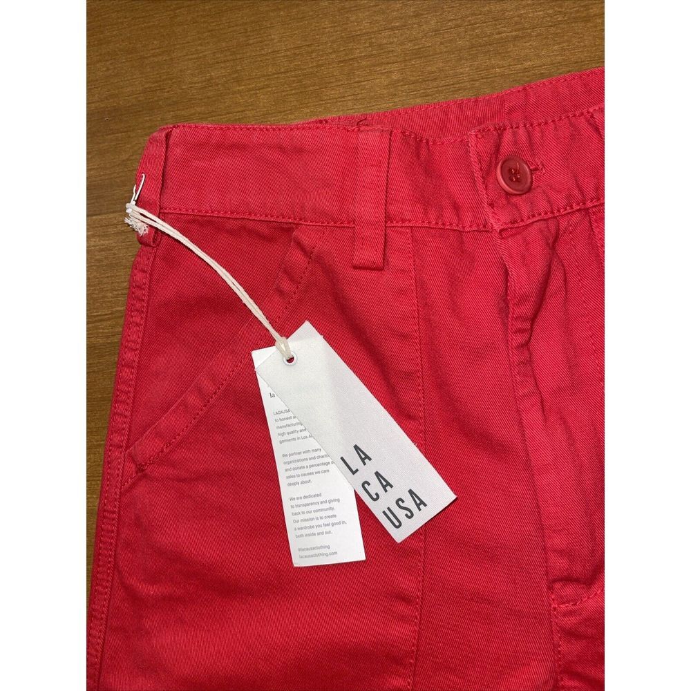 Lacausa Anthropology Pants Women 2 Candy Apple Red Big Pockets Fun